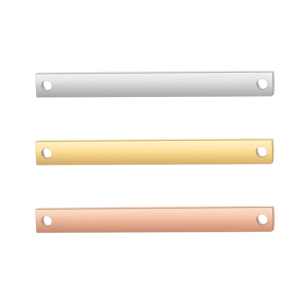 35mm Mirror Polished Rectangle Strip DIY Jewelry Findings Stainless Steel Bar Charms for Bracelet Connector Making