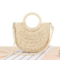 Simple Style Popular Half-round Braided Straw Beach Hand-woven Holiday Tote Bag for Women
