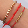 3PCS Tibetan Buddhist Braided Handmade Copper Beads Bracelet Lucky Rope Bangle Jewelry Gift