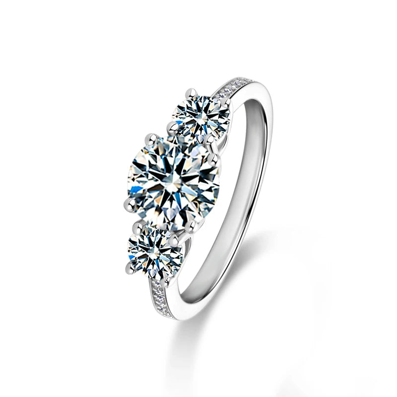 925 Sterling Silver Moissanite Round Wedding Diamond Woman's Eternity Ring