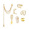 Wholesale Fashionable Alloy Leaf Tassels Earrings Sets Trendy No Piercing Clip-on Earrings Sets for Women