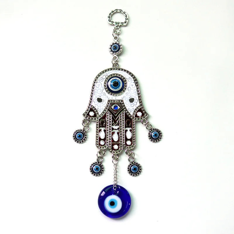 Turkish Blue Eye Jewelry Fatima'S Hand Alloy Pendant Home Office Wall Decoration
