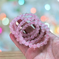 Wholesale 6mm Natural Rose Quartz Handmade  Semi-Precious Gemstone Bracelet Stretch Bracelets 7" Unisex