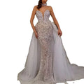 Guangzhou Auyan 2024 Dress Sequins Fishtail Sleeveless Long Gauze Rustic Wedding Dresses Pictures Gown Evening Fabric for Bride