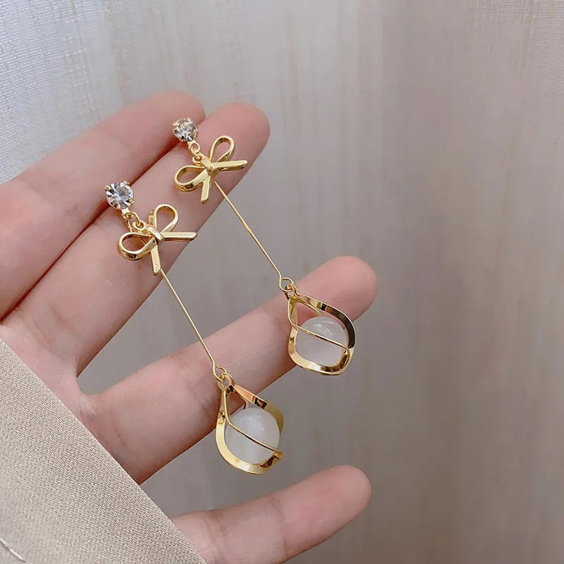 Cute Butterfly S925 Silver Needle Rhinestone Pearl Dangle Earrings Bling Full Purple Crystal Butterfly Earrings
