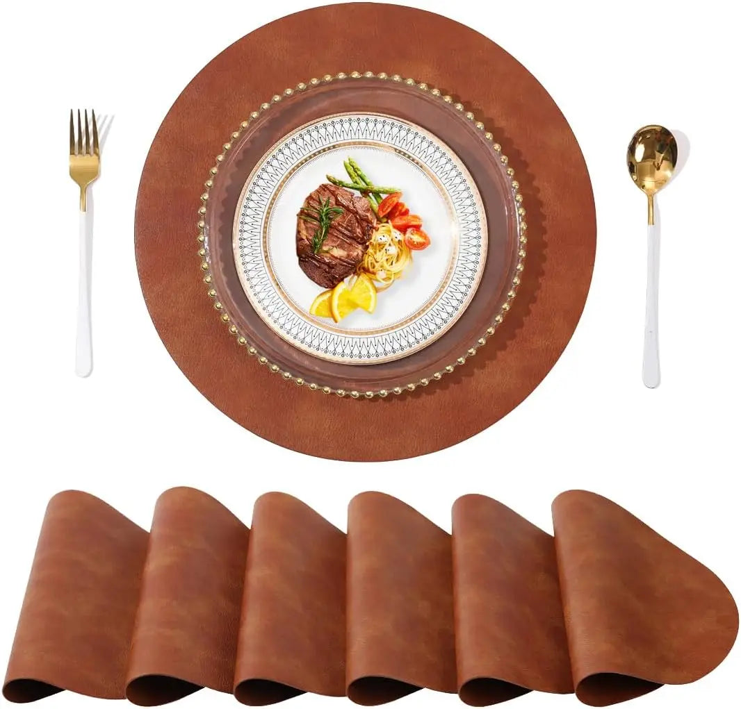 Wholesale Custom Logo Luxury Placemats for Dining Table Faux Leather Eco-Friendly Wipeable Place Mats for Kitchen Table