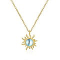 Fine Jewelry 925 Sterling Silver Gold Plated Moonstone Sunflower Pendant Necklace for Women