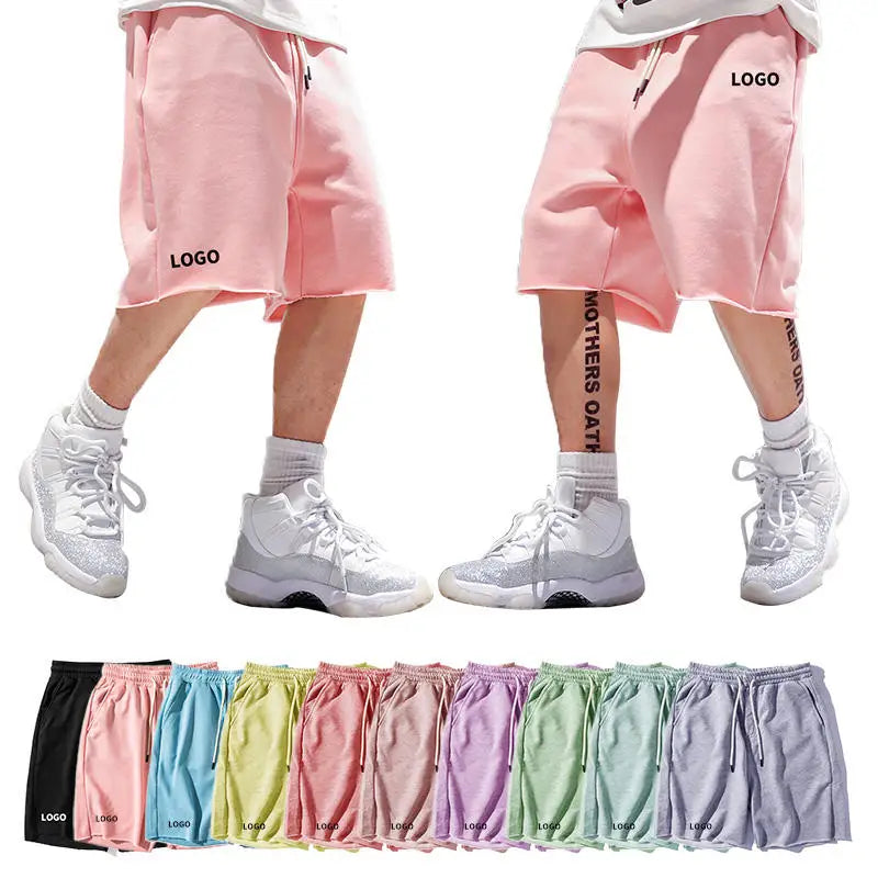 Wholesale 100% Cotton French Terry Men Shorts Custom Logo Casual Outdoor Sports Board Shorts with Pattern