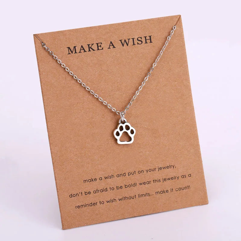 Dog Cat Person Lover Dog Cat Mom Stainless Steel Base Setting Glass Cabochon Live Love Rescue Mom Dog Cat Paw Pendant Necklace MegaBDM