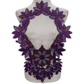 Colorful African Large Flower Dashiki Embroidered Full Crystal Collar for Women Adhesive Backing Necklace