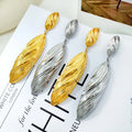 Vintage 18K Gold Plating Stainless Steel Wholesale Jewelry Brushed Stripe Geometric Dangle Trendy Statement Women Drop Earrings