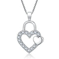 Custom Double Heart Lock Zirconia Necklace Silver Jewelry with Trendy Pendant Locket for Weddings Bijoux Accessory