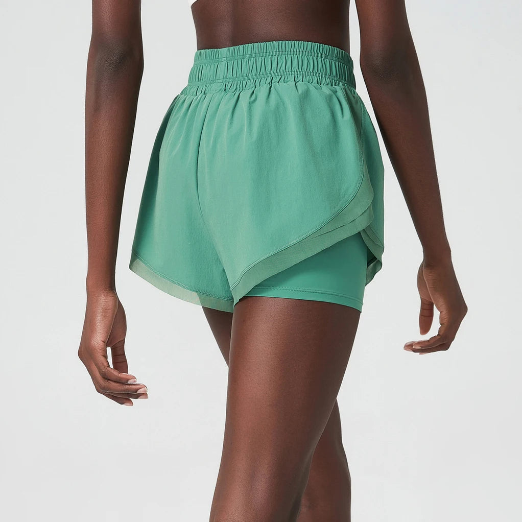 High Waist Shorts Athletic Workout Active 2 in 1 Double Layer Sports Shorts