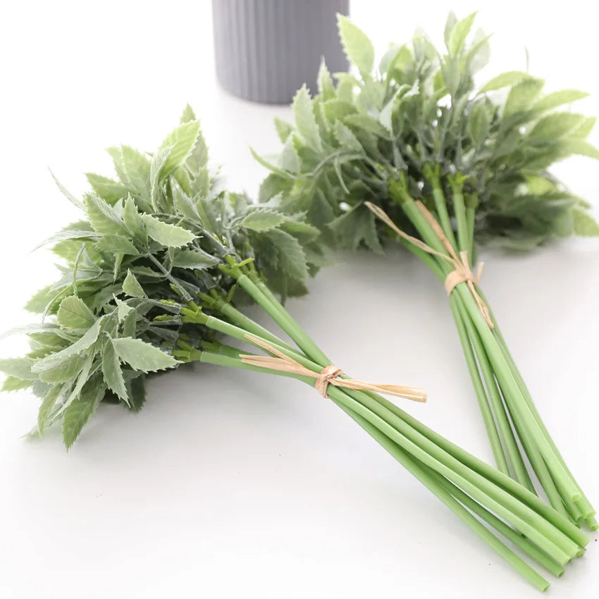 Plastic Green Leaf bunch Artificial Plants Green Leaves Stem Bouquet for Flower Arrangement
