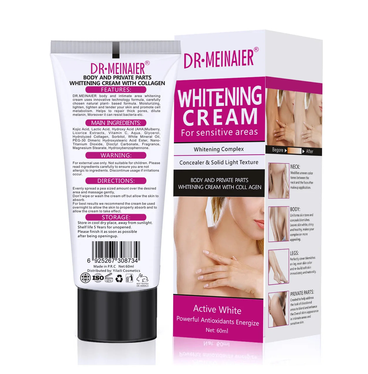 Vitamin C Axillary Whitening Cream with Glycerin & Shea Butter for Armpit Moisturizing Brightening Massage