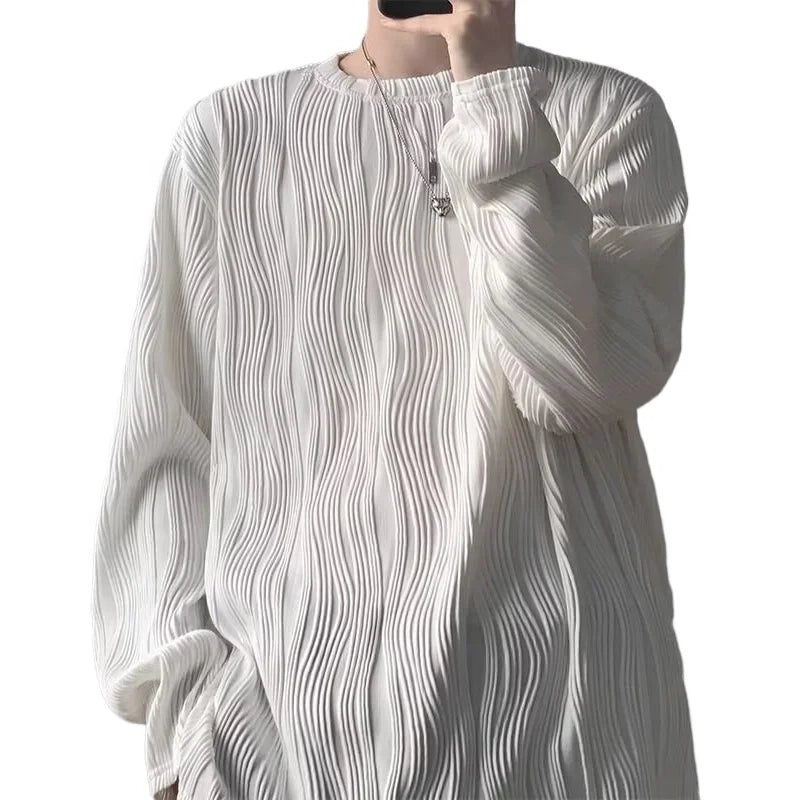 Liu Ming Korean Style New Products Men Clothes Casual O Neck Pullover Long Sleeve Loose Hip Hop Tops T Shirt