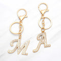 Wholesale Fashion Metal Gold 26 Letter Key Chain Diamond Encrusted Alloy Keychain for Bag Pendant