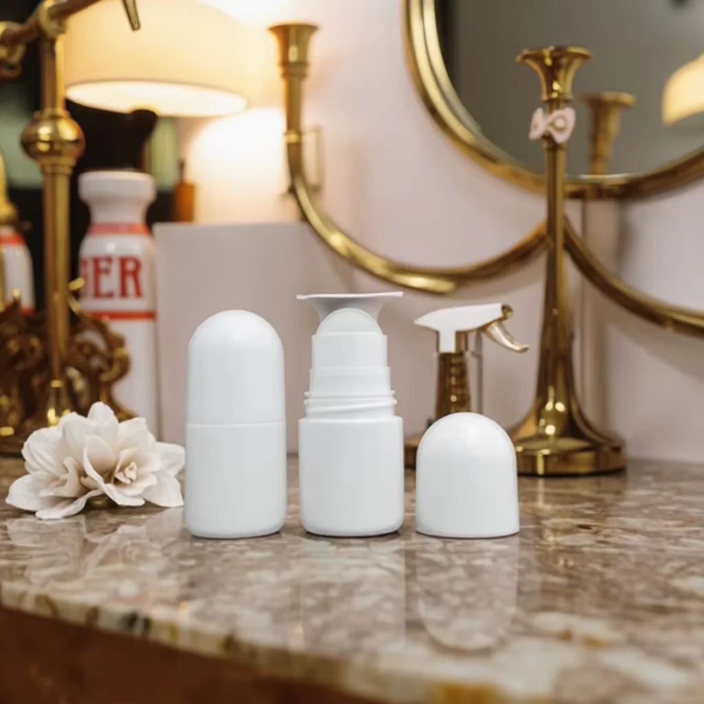 CE Wholesale 50ml PP Plastic Roller Ball Bottle Personalized Perfume Roll-on Deodorant Garrafa Bottle Roll Medicine Pills 100pcs