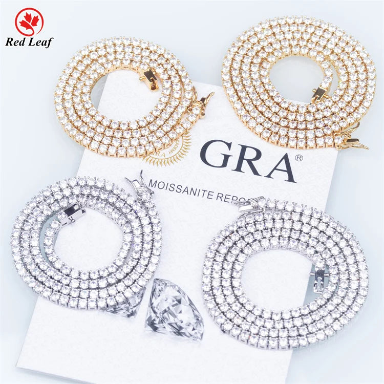 Redleaf 18K White Gold Plated 925 Sterling Silver Tennis Bracelet 3/4/5MM D Color VVS Moissanite 3/4/5MM D Color VVS Moissanite