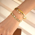 JD Elegant Aesthetic Square Rectangle Crystal Bracelet Link Chain Stainless Steel Bracelets Tarnish Free Timeless Jewelry Gift