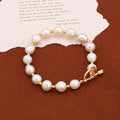 Round Natural Freshwater Jewelry String Bracelet 18K Gold Plated Rose Buckle Women's Daily Party Wear Bracelet
