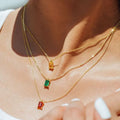 New Arrival Dainty Stainless Steel 18K Gold Plated Multi Colored Rhinestone Shining Diamond Pendant Choker Necklace For Girls