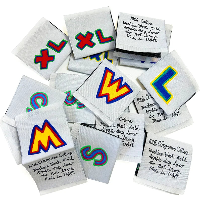 Custom Fabric Labels Iron on Logo Printing Machine Manufacturers Garment Satin Cloth Clothing Woven Label