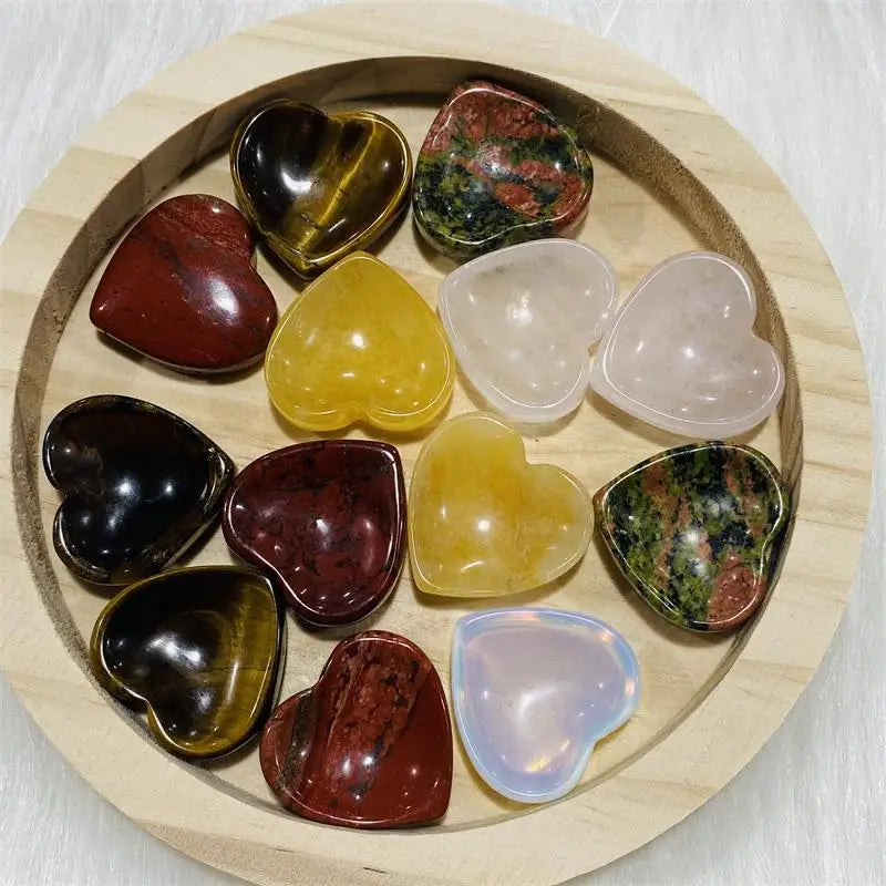 Wholesale Multiple Semi-Precious Stone Rose Quartz Heart Shape Small Size Crystal Bowl Home Decorations