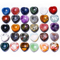 Natural Crystal 7 Chakras Gemstone Love Heart Worry Stone Colorful Massage Healing Energy Worry Stone for Thump Massage