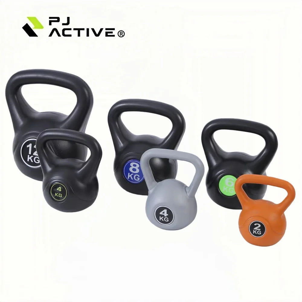PINJIAN Custom Logo Cross Fit Kettlebell Adjustable Competition Coated Sand Cement PVC Kettlebell