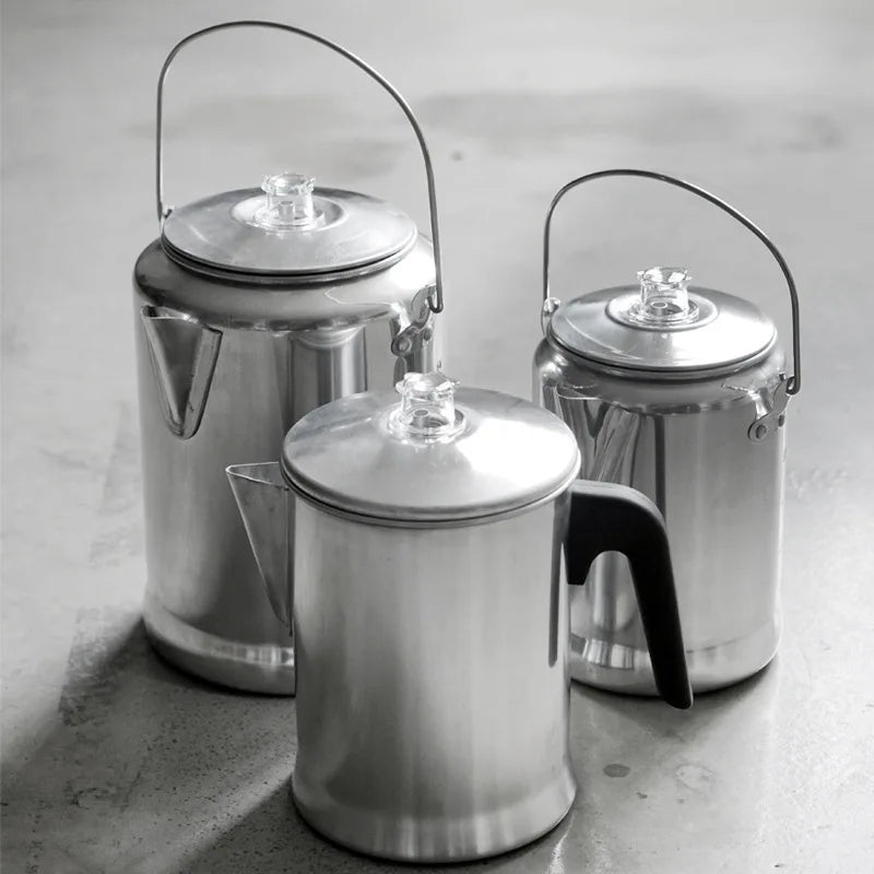 Aluminum Steaming Coffee Maker with Handle 9-Cup Eco-Friendly Modern Drip Boiling Tea Pot with Lid
