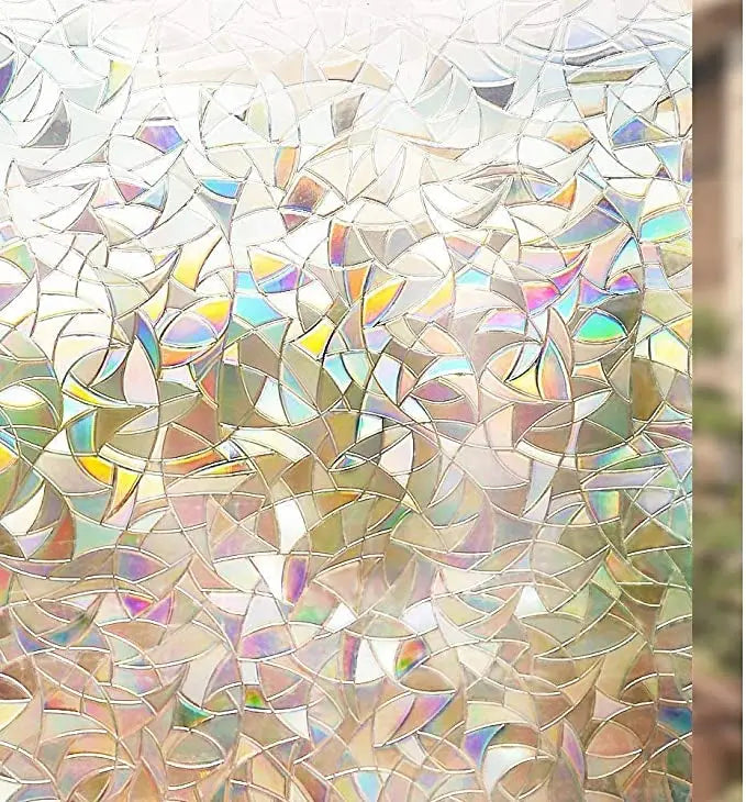 Window Privacy protection Film  Rainbow  3D Decorative Window Vinyl Stained Glass  Decals Static Cling Window Sticker  Reusable