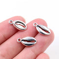 15pcs 17x8mm Bohemian Cowrie Conch Shell Charms Pendant Antique Silver Plated DIY Jewelry Making Supplies Findings