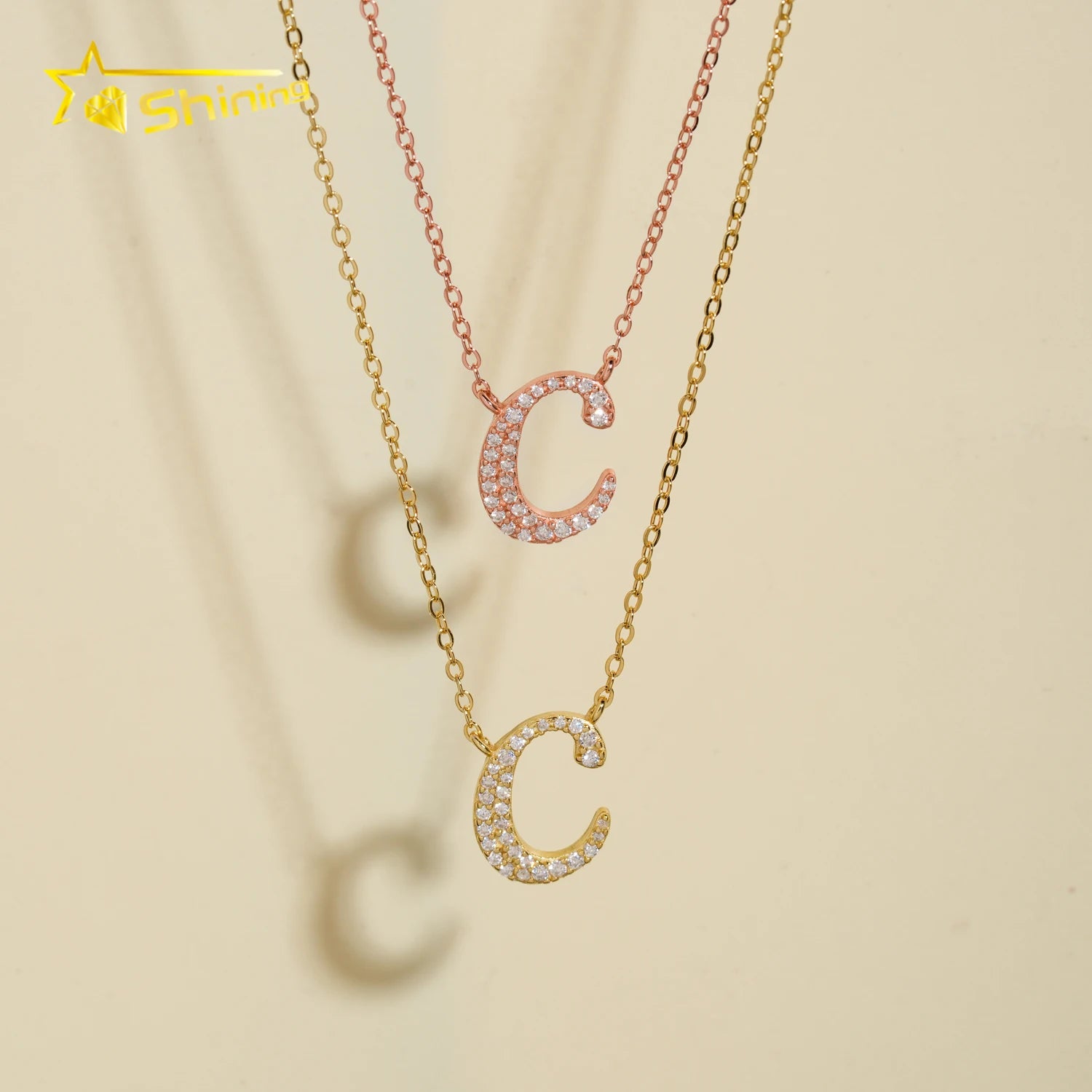 Pass Diamond Tester 925 Sterling Silver Trendy Letter Moissanite Necklace Custom Fashion Jewelry Women Necklace Gift