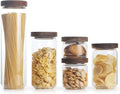 580ml 800ml Stackable Clear Glass Storage Jars with Flip Top Acacia Wood Lids for Dry Storage