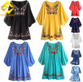 Fengway Custom Summer Floral Embroidered Dress High Quality Cotton Casual Plain Dress High Waisted Tunic Loose Dresses