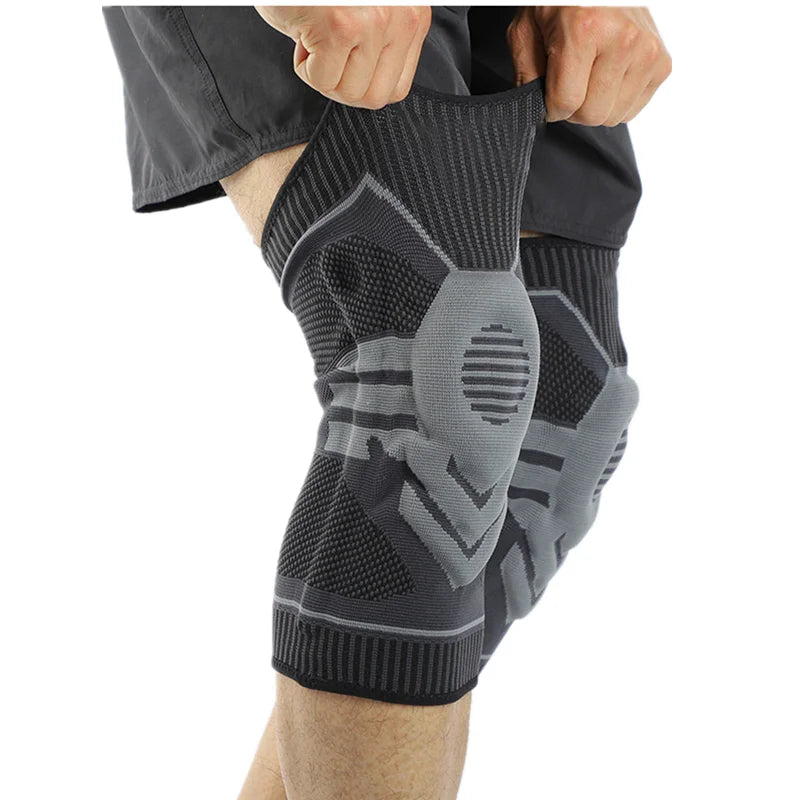 New Design Anti slip Knee Brace Silicone Pad Elastic Metal Side Bars Compression Sleeve Knee Support for Running Weightlifting