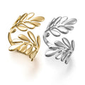 Dedeira De Ouro Anel Stainless Steel Open Leaf Rng Anel De Noivado De Ouro Leaf Design Creative Golden Personality Cool Ring