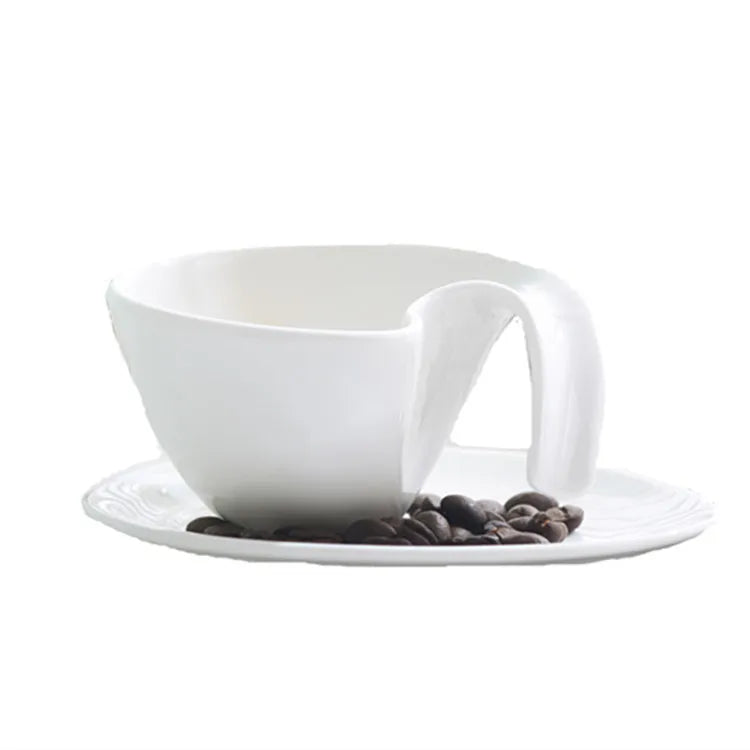 new design Creative ceramic coffee cup customization special shaped cup and and saucer set