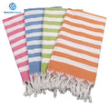 Wholesale 100% Recycled Cotton Peshtemal Hammam Sand-Free Beach Towels Custom Printed Logo Summer Style Solid Color Plain Design