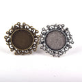 Bronze Antique Silver Plated Round Adjustable Ring Blank Base Settings Glass Cabochons Rings