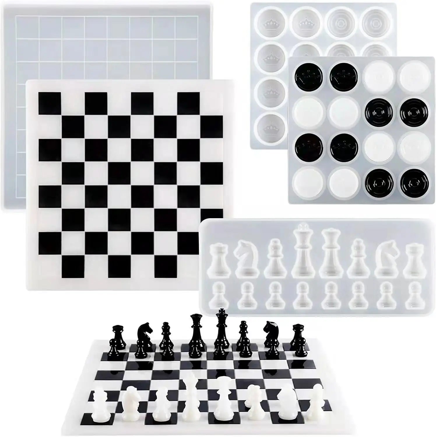 Epoxy Resin International Chess Molds  DIY Checkerboard Piece Making Chess Game Silicone Molds