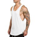 Men's White Cotton Tank Tops New Design Sleeveless Fitness Vest for Gym Running Casual Plus Size Sports Clothing