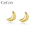 CZCITY 925 Sterling Silver Trendy Minimalist Stud Earrings 2021Moon Women Small Fashion Earring Wholesale