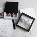 Custom Logo Cardboard Sliding Sleeve Paper Jewelry Drawer Box Packaging With Clear PE Film Floating Gift Display Box With Ribbon