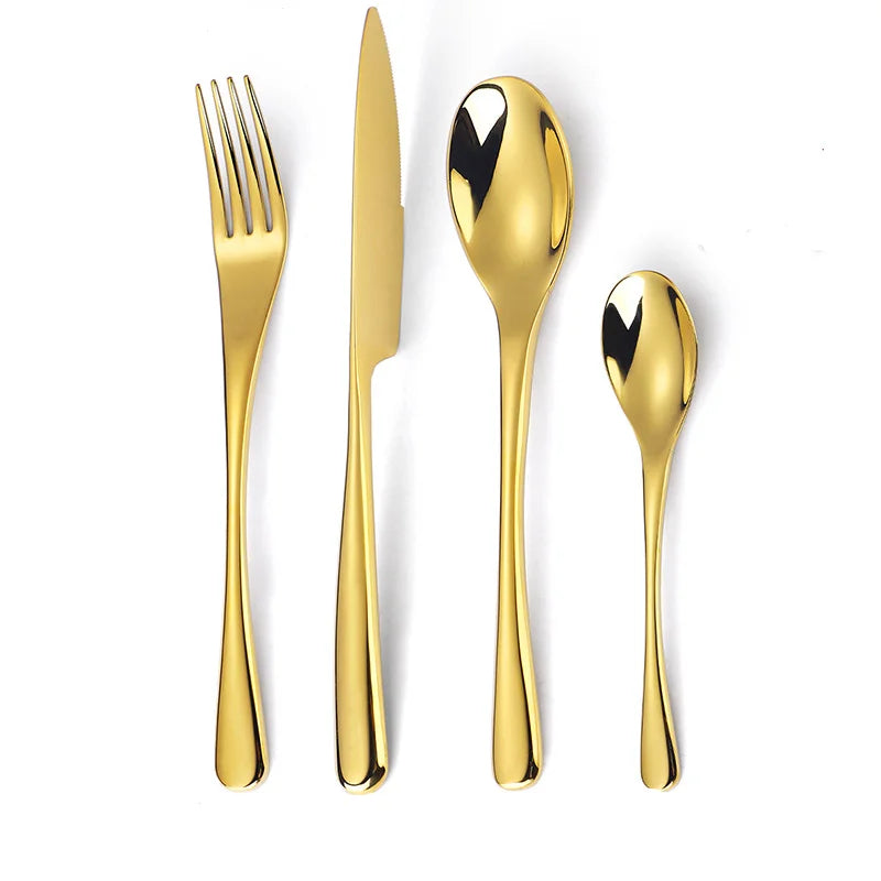 18/10 Luxury Gold Cutlery Set Steak Knife and Fork Flatware Silverware Stainless Steel Restaurant Cutlery Set