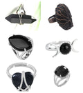 New Design Vintage Fashionable Adjustable Finger Jewelry Natural Black Onyx Stone Silver Plated Gemstone Ring