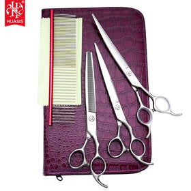 AR-D15 Stainless Steel Dog Grooming Scissors Kit 440C Professional Shears Set Straight Curve Thinner 7