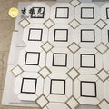 White Thassos and Black Marble Mix Brass Octagon Wall Mosaic Tile 10mm Thick Modern Parquet Design for Living Room and Hotel