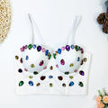 Hot Selling Women's Nail Bead Fish Bone Suspender  Short Fitting Gemstone Colorful Diamond Suspender